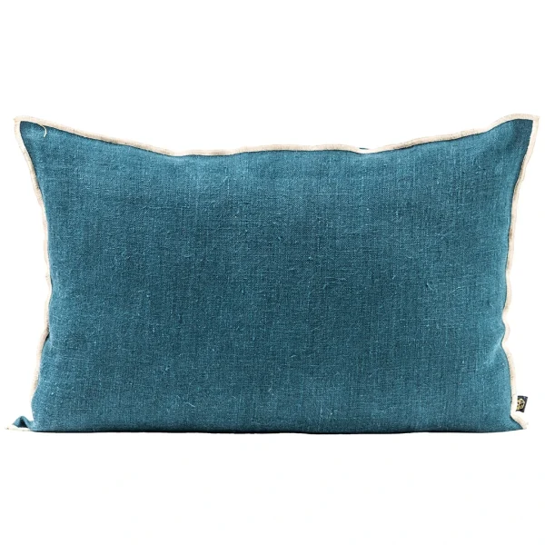 HARMONY HAOMY Coussin Chennai Bleu De Prusse 40x60cm En Lin Lave 1