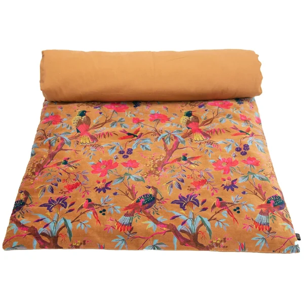 HARMONY HAOMY Housse D’edredon Birdy Caramel 85x200cm En Velour 1