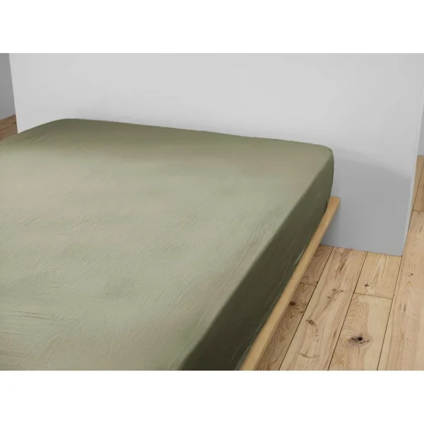 L’effet Papillon Drap Housse Romarin En Gaze De Coton 140x190cm – Gaïa 1