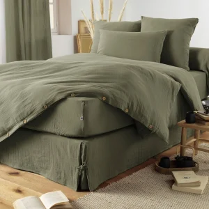 L’effet Papillon Drap Housse Romarin En Gaze De Coton 140x190cm – Gaïa 7
