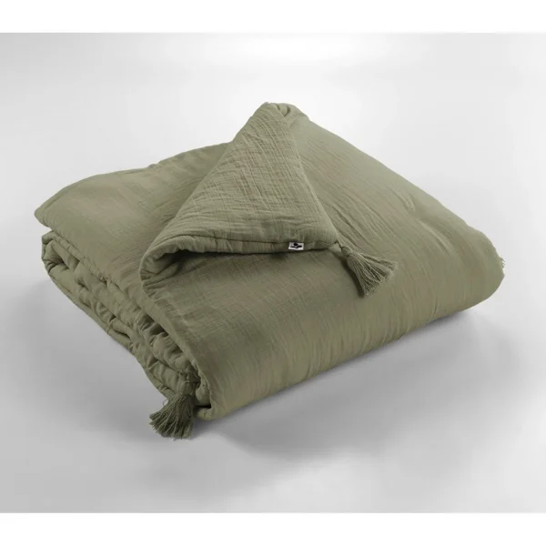 L’effet Papillon Edredon Romarin En Gaze De Coton 150x150cm – Gaïa 1