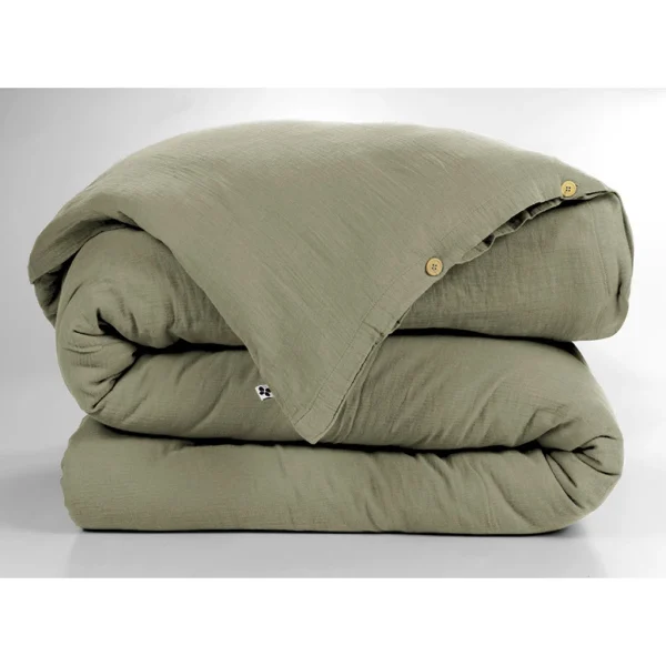 L’effet Papillon Housse De Couette Romarin En Gaze De Coton 240x220cm – Gaïa 1