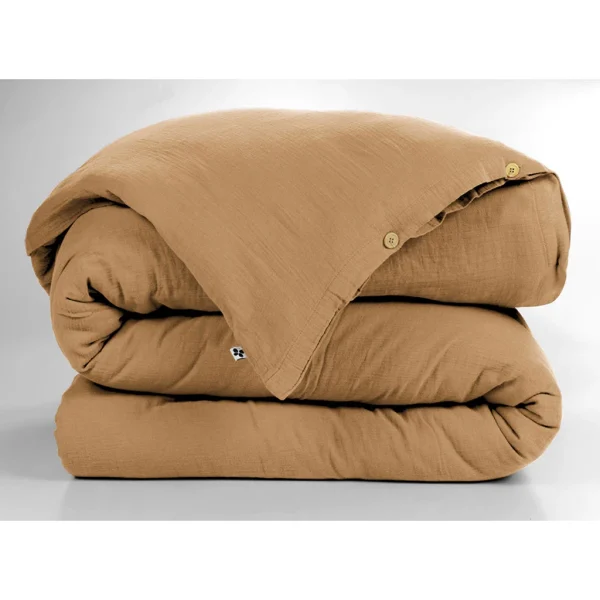 L’effet Papillon Housse De Couette Camel En Gaze De Coton 260x240cm – Gaïa 1