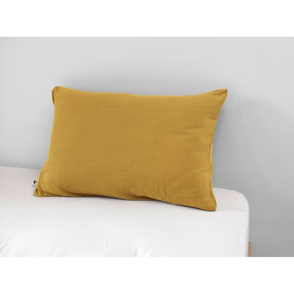 L’effet Papillon Taie D’oreiller Safran En Gaze De Coton 50x70cm – Gaïa 1