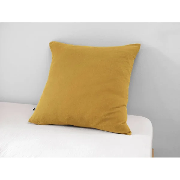 L’effet Papillon Taie D’oreiller Safran En Gaze De Coton 60x60cm – Gaïa 1