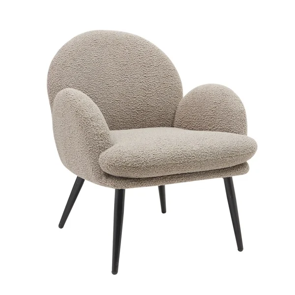 Zago Fauteuil Tissu Effet Laine Bouclette Gris Foncé – Oria 3