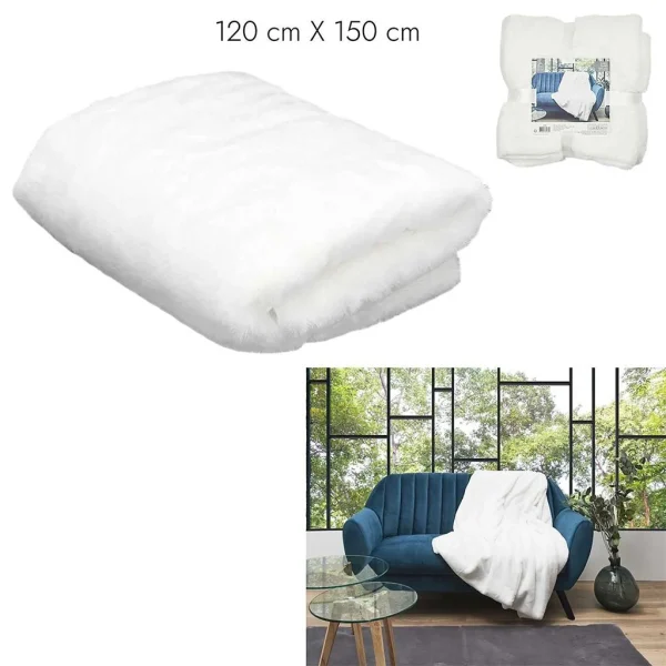 Home Déco Factory Plaid Imitation Fourrure écru 120x150cm – Opulence 1