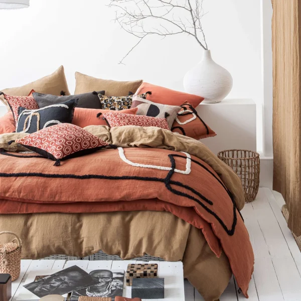 HARMONY HAOMY Housse De Couette Dili Tabac Voile De Coton 240x220cm 3