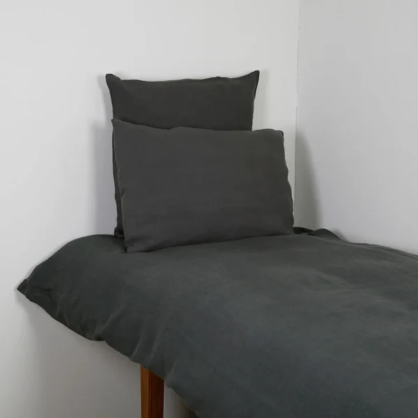 HARMONY HAOMY Housse De Couette Viti Granit 260x240cm 100% Lin Lavé 6