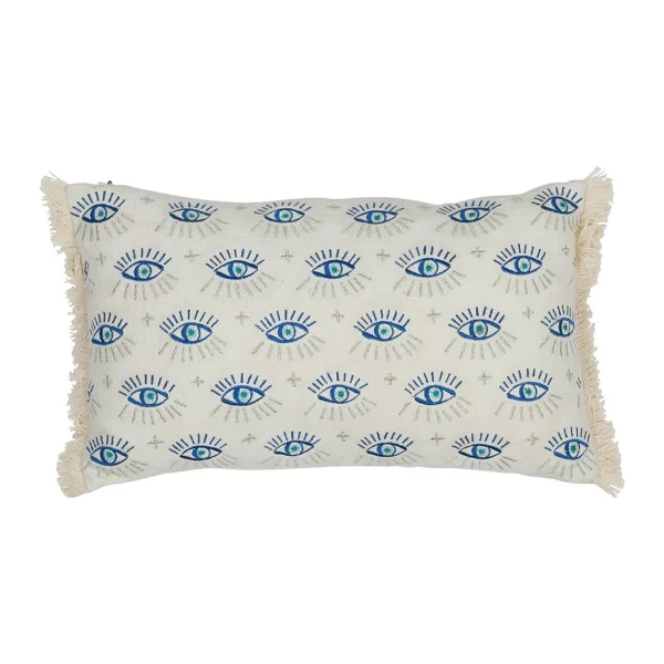 SEMA DESIGN Housse De Coussin Visionnary Creme Oeil Indigo 50x30cm En Coton 1