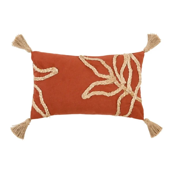 SEMA DESIGN Housse De Coussin Brodée Eterra Terracotta 50x30cm Coton+jute 1