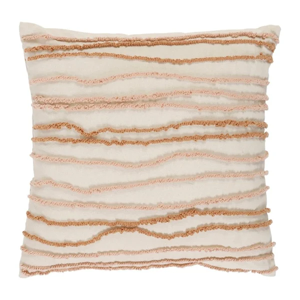 SEMA DESIGN Housse De Coussin Brodée Terre Boheme Creme Et Nude 45x45cm En Coton 1