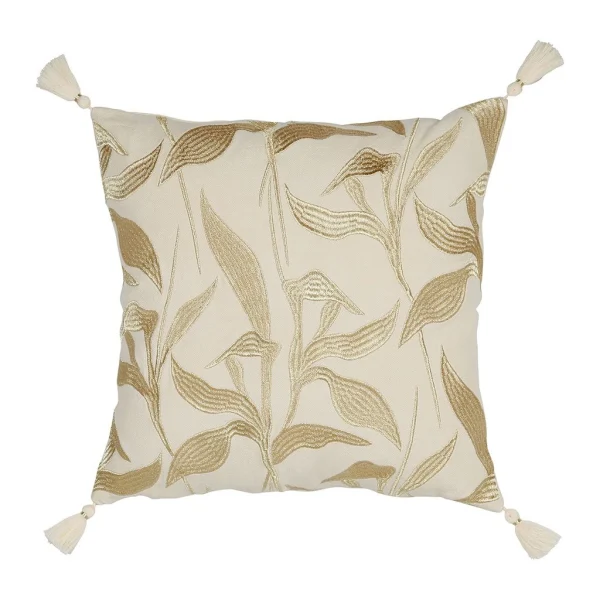 SEMA DESIGN Housse De Coussin Carré En Coton Crème Et Doré – Golden 1