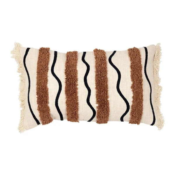 SEMA DESIGN Housse De Coussin Rayé Tufté écru Et Brun 50x30cm – Madeira 1