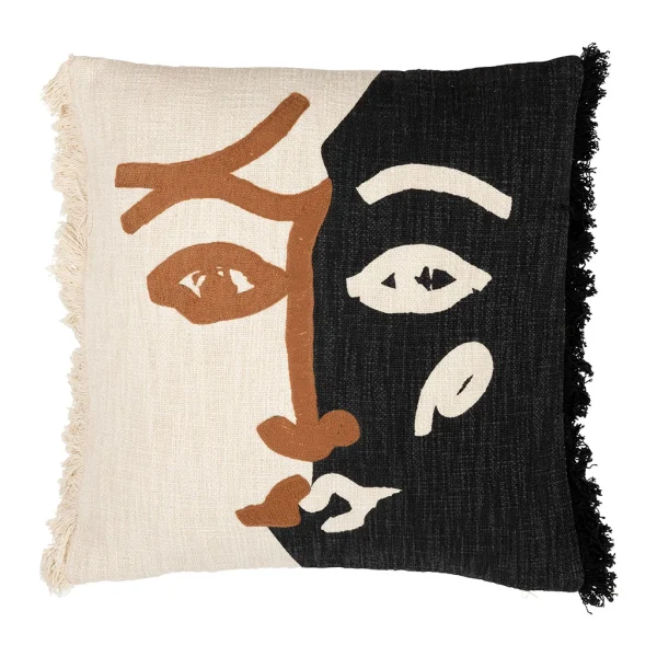 SEMA DESIGN Housse De Coussin Brodee écru Et Noir 45x45cm – Madeira 1