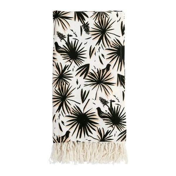 SEMA DESIGN Fouta Palmea Blanc Et Noir En Coton 1