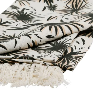 SEMA DESIGN Fouta Palmea Blanc Et Noir En Coton 10
