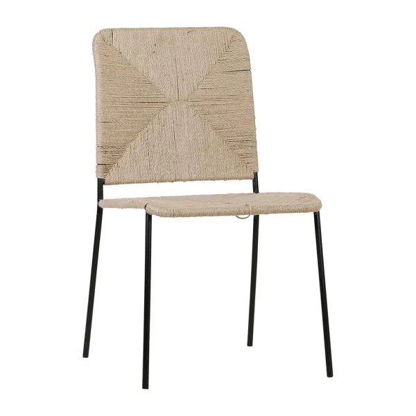 SEMA DESIGN Chaise Macramé Jute Naturel Et Fer Noir – Madeira 3