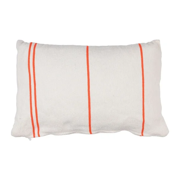 SEMA DESIGN Housse De Coussin Rayé Blanc Et Orange 50x30cm -belle Vie 1