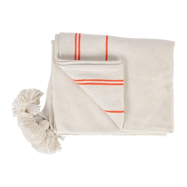 SEMA DESIGN Plaid Rayé Blanc Et Orange 170x130cm – Belle Vie 3
