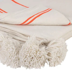 SEMA DESIGN Plaid Rayé Blanc Et Orange 170x130cm – Belle Vie 10