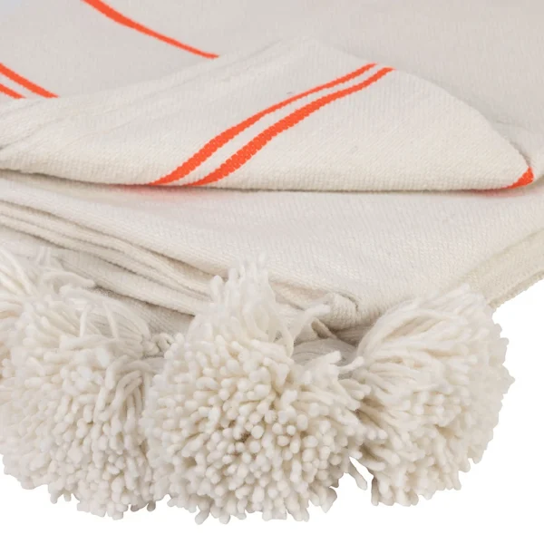 SEMA DESIGN Plaid Rayé Blanc Et Orange 170x130cm – Belle Vie 4