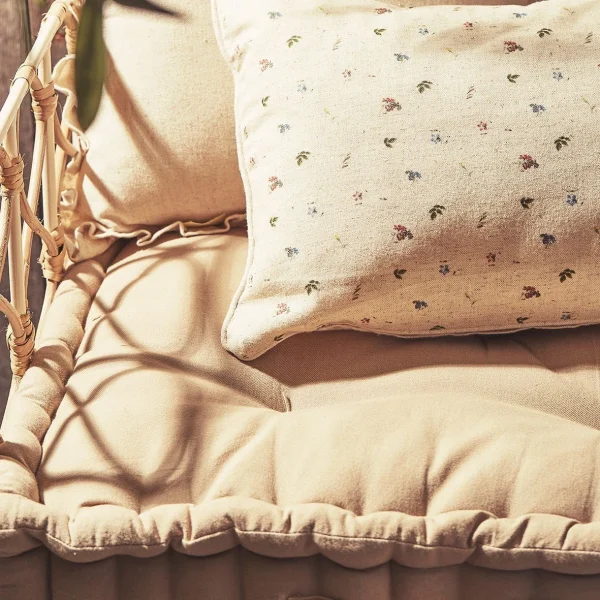 Comptoir De Famille Coussin Matelas Chambray Beige En Coton 6