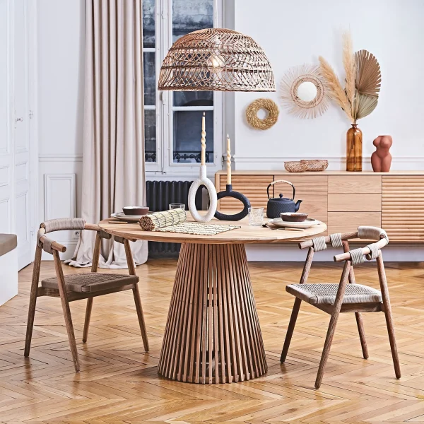 La Forma Table à Manger Ronde En Bois Teck Naturel D120cm – Irun 3
